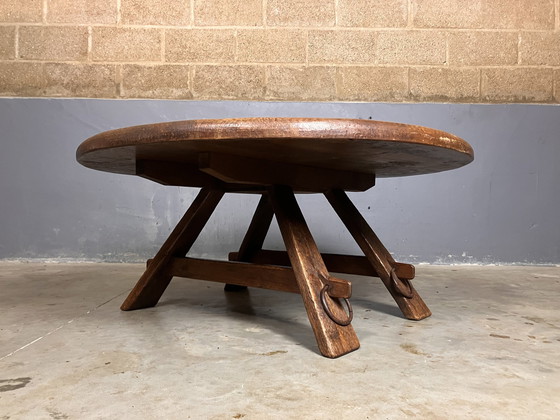 Image 1 of Rustic Brutalist Oak Coffee Table
