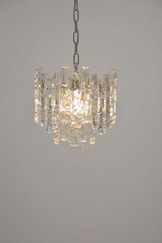 Image 1 of Chandelier With 'Ice Glass' From Kalmar Franks, 1960s