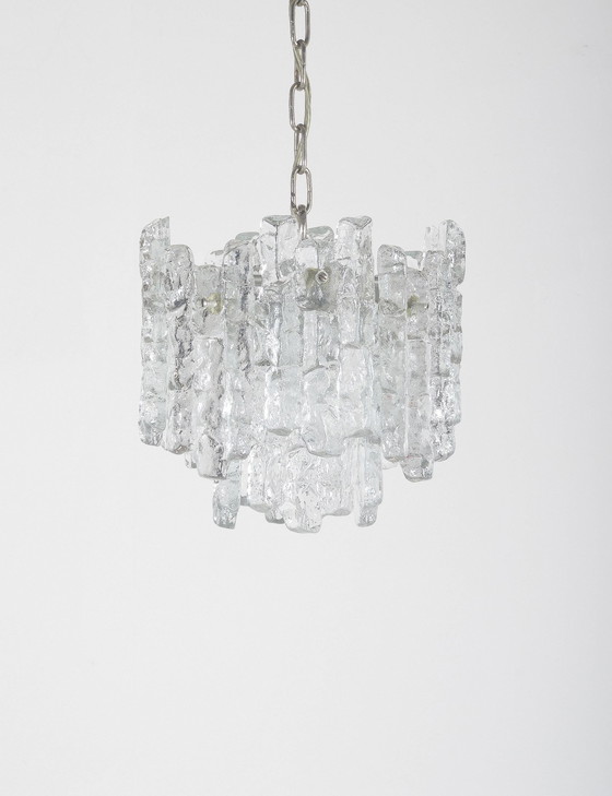 Image 1 of Chandelier With 'Ice Glass' From Kalmar Franks, 1960s