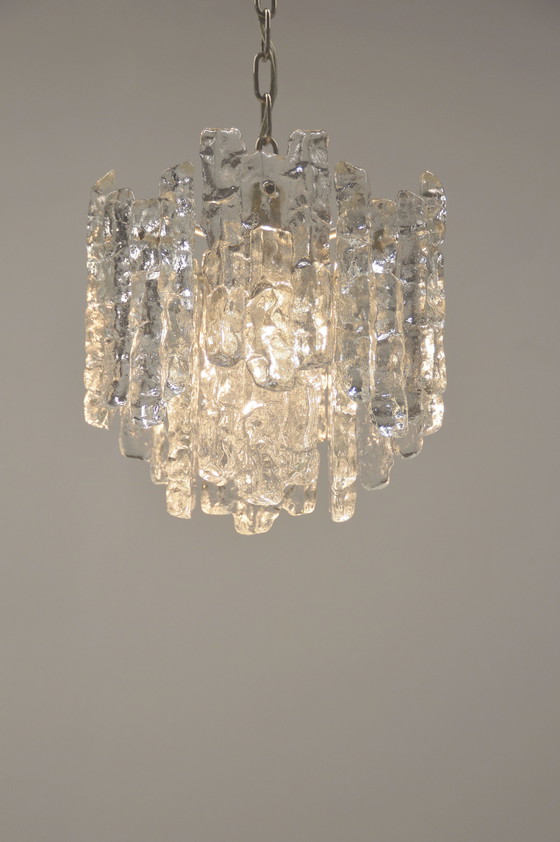 Image 1 of Chandelier With 'Ice Glass' From Kalmar Franks, 1960s