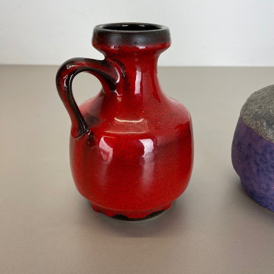 Image 1 of Pair of vintage "Purple-Red" lava clay vases by Jopeko, Germany 1970s