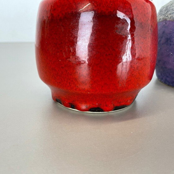 Image 1 of Pair of vintage "Purple-Red" lava clay vases by Jopeko, Germany 1970s