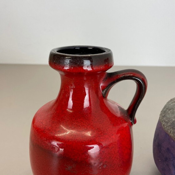 Image 1 of Pair of vintage "Purple-Red" lava clay vases by Jopeko, Germany 1970s