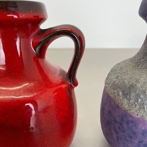 Image 1 of Pair of vintage "Purple-Red" lava clay vases by Jopeko, Germany 1970s