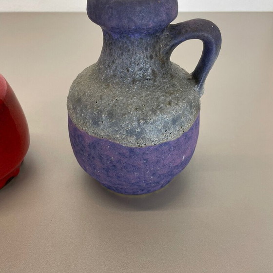 Image 1 of Pair of vintage "Purple-Red" lava clay vases by Jopeko, Germany 1970s