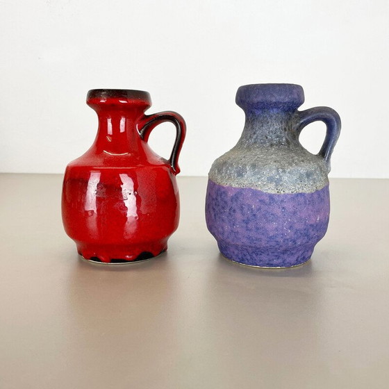 Image 1 of Pair of vintage "Purple-Red" lava clay vases by Jopeko, Germany 1970s