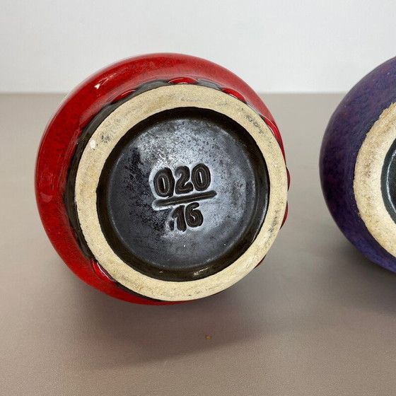 Image 1 of Pair of vintage "Purple-Red" lava clay vases by Jopeko, Germany 1970s