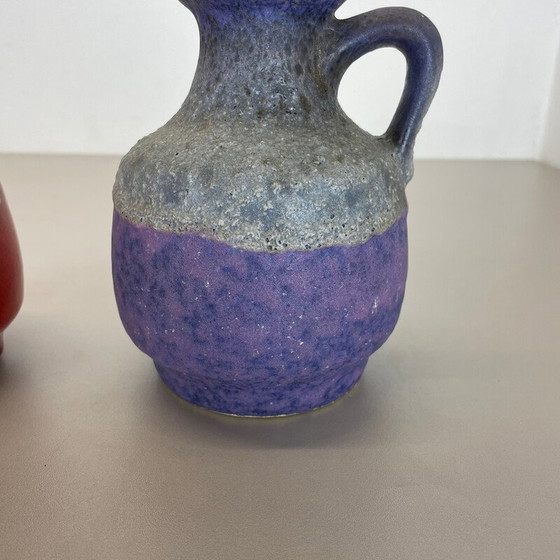 Image 1 of Pair of vintage "Purple-Red" lava clay vases by Jopeko, Germany 1970s