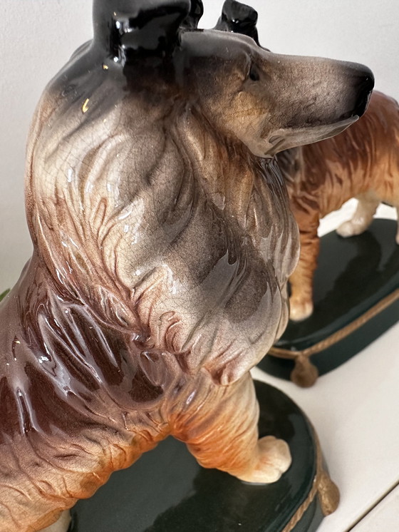 Image 1 of Porcelain Bookends Collie Dog