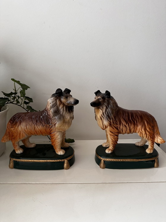 Image 1 of Porcelain Bookends Collie Dog