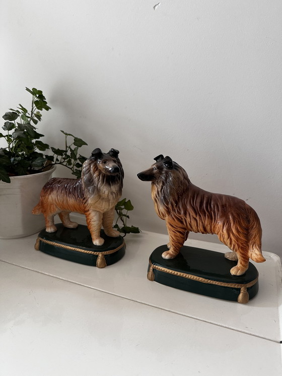 Image 1 of Porcelain Bookends Collie Dog