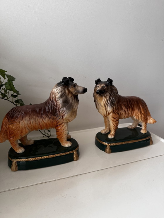 Image 1 of Porcelain Bookends Collie Dog