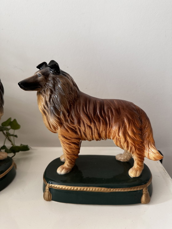 Image 1 of Porcelain Bookends Collie Dog