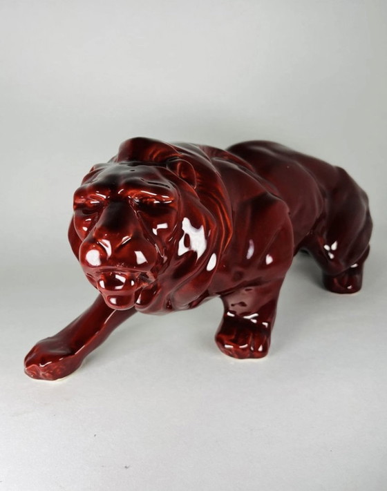 Image 1 of Lioness Sculpture 1930 Art Deco Ceramic