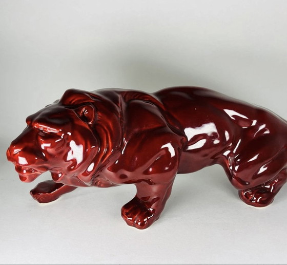 Image 1 of Lioness Sculpture 1930 Art Deco Ceramic