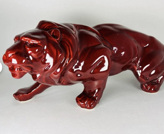 Image 1 of Lioness Sculpture 1930 Art Deco Ceramic