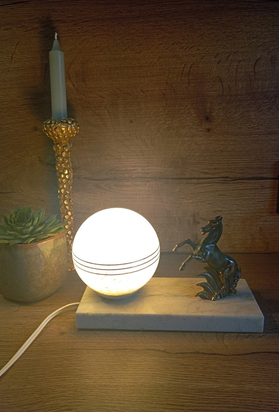 Image 1 of Art Deco Marble And Clichy Glass Nightlight