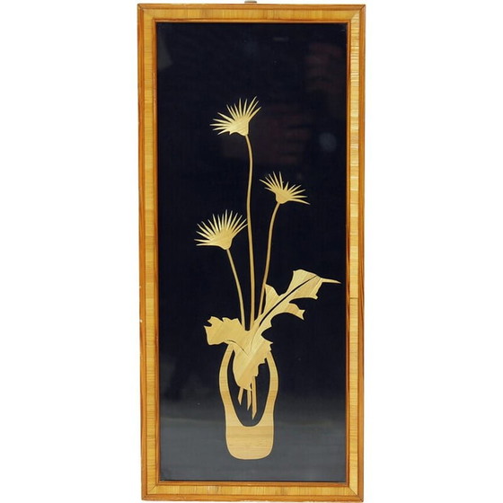 Image 1 of Mid century wall Art piece in straw, Czechoslovakia 1960s