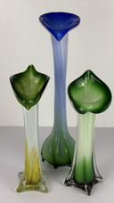 3 X Vintage Murano Jack In The Pulpit Calla Lily Vases