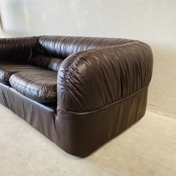 Image 1 of Brown Leather Italian Design 2 Seater Sofa 1970