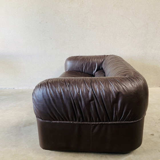 Image 1 of Brown Leather Italian Design 2 Seater Sofa 1970