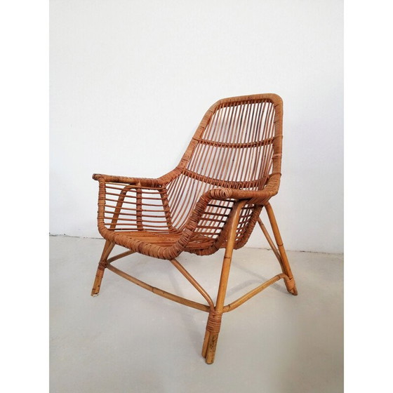 Image 1 of Pair of vintage wicker and bamboo armchairs by George Coslin for Gervasoni, Italy