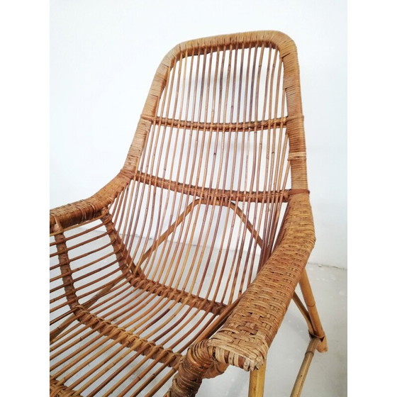 Image 1 of Pair of vintage wicker and bamboo armchairs by George Coslin for Gervasoni, Italy