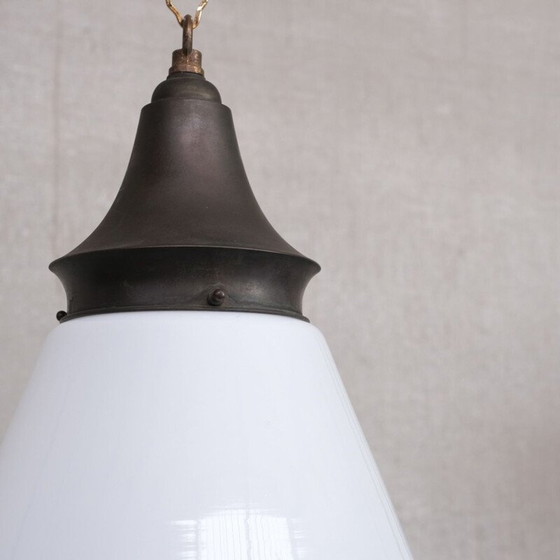 Image 1 of Lampada a sospensione tedesca vintage in vetro opalino, anni '30