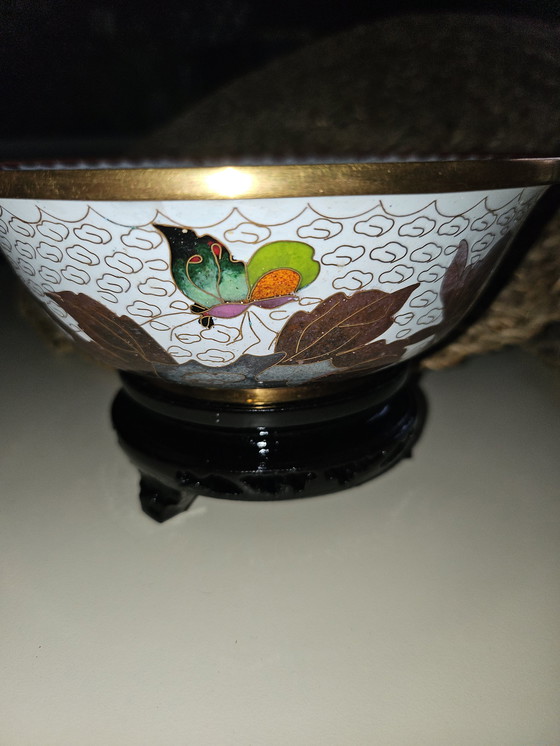 Image 1 of Cloisonné Chinese Bowl on Stand