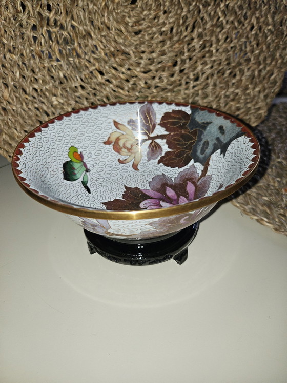 Image 1 of Cloisonné Chinese Bowl on Stand