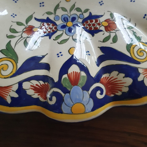 Image 1 of Plate Vieux Rouen Handpainted 36.5Cm