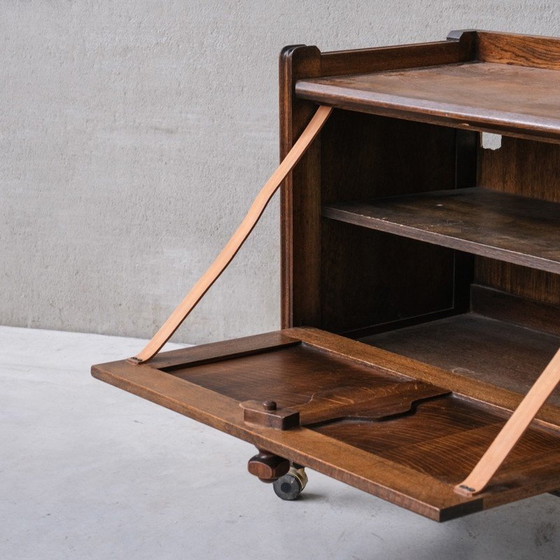 Image 1 of Vintage oakwood French bar cabinet by Guillerme et Chambron, 1960s