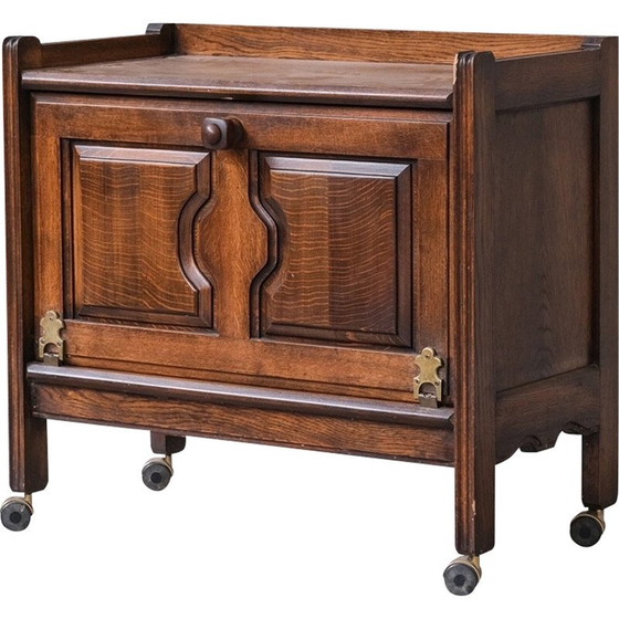 Image 1 of Vintage oakwood French bar cabinet by Guillerme et Chambron, 1960s