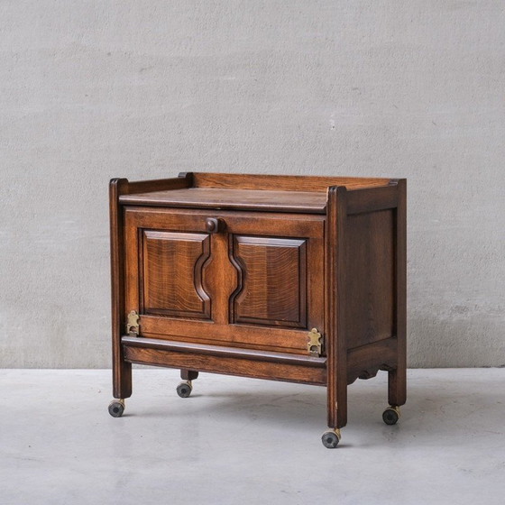 Image 1 of Vintage oakwood French bar cabinet by Guillerme et Chambron, 1960s