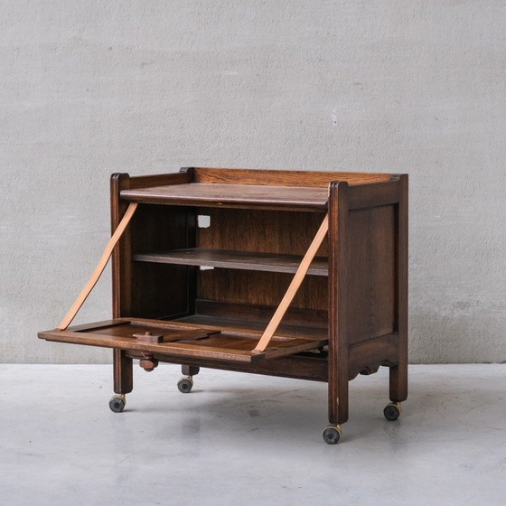 Image 1 of Vintage oakwood French bar cabinet by Guillerme et Chambron, 1960s