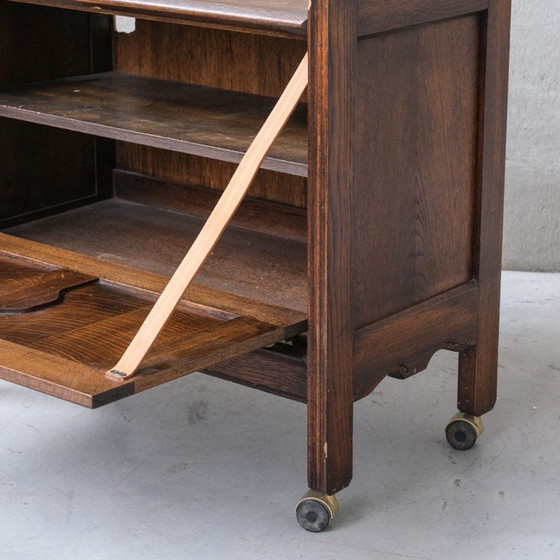 Image 1 of Vintage oakwood French bar cabinet by Guillerme et Chambron, 1960s