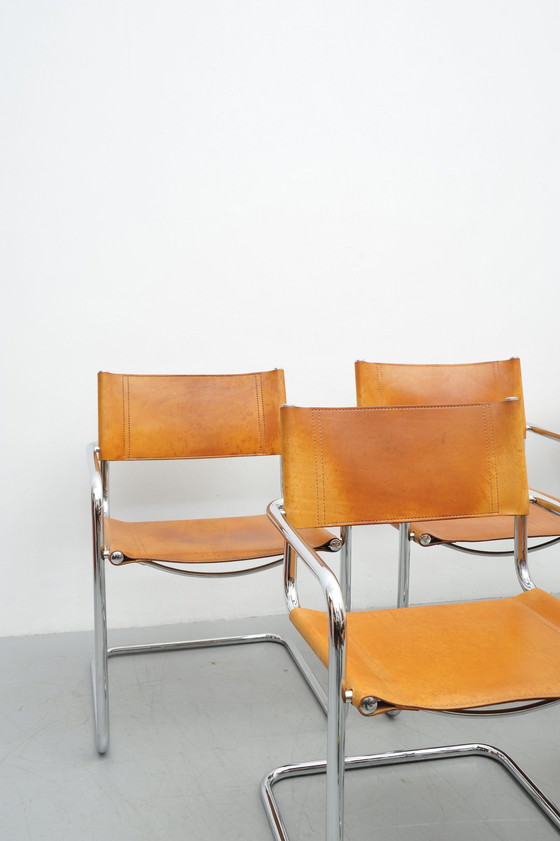 Image 1 of Fasem cantilever chair Mg5 leather cognac tubular steel Italy