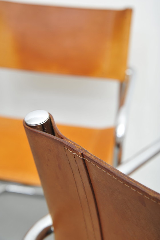 Image 1 of Fasem cantilever chair Mg5 leather cognac tubular steel Italy