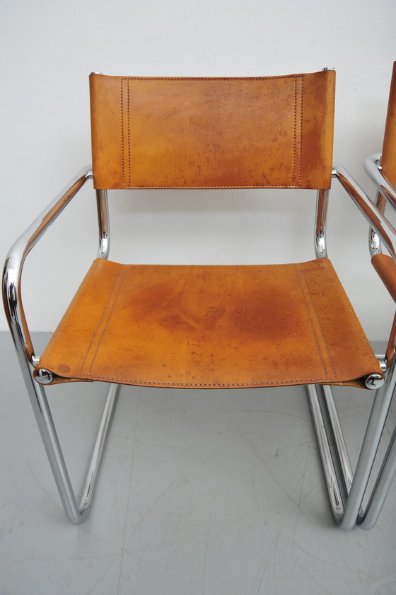 Image 1 of Fasem cantilever chair Mg5 leather cognac tubular steel Italy