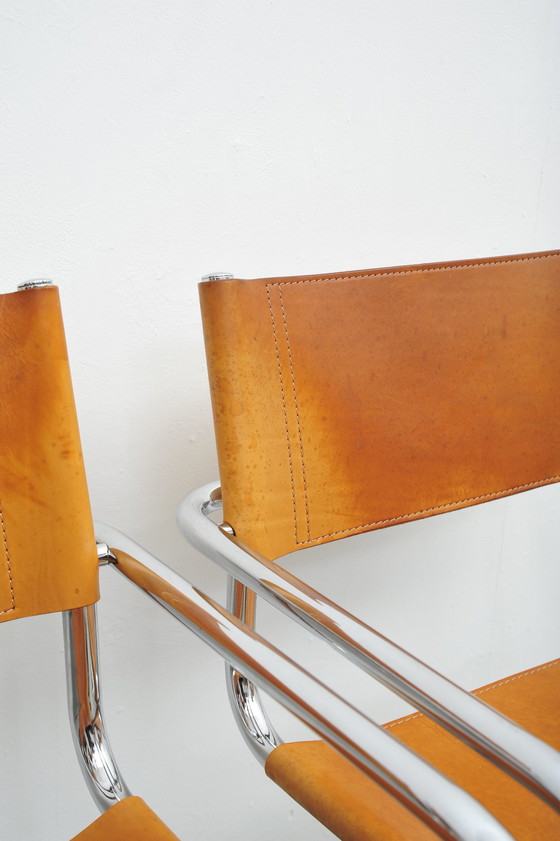 Image 1 of Fasem cantilever chair Mg5 leather cognac tubular steel Italy