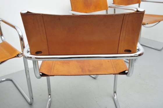 Image 1 of Fasem cantilever chair Mg5 leather cognac tubular steel Italy