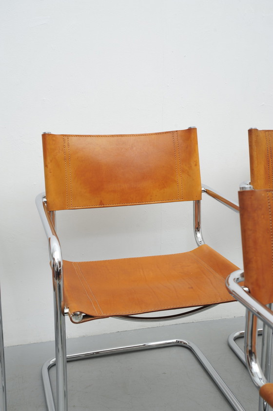 Image 1 of Fasem cantilever chair Mg5 leather cognac tubular steel Italy