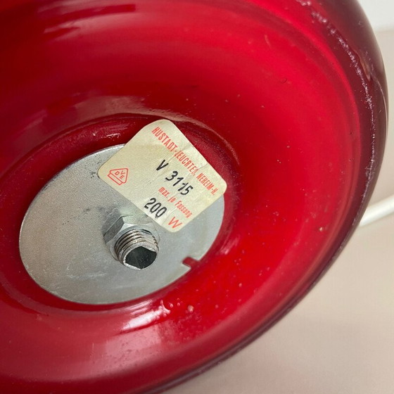 Image 1 of Vintage red glass "mushroom" table lamp for Hustadt Lights, Germany 1970s