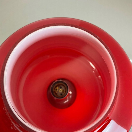 Image 1 of Vintage red glass "mushroom" table lamp for Hustadt Lights, Germany 1970s