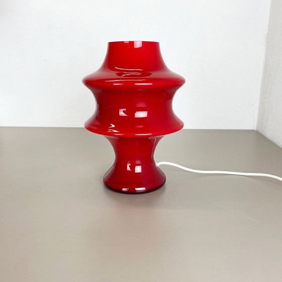 Image 1 of Vintage red glass "mushroom" table lamp for Hustadt Lights, Germany 1970s
