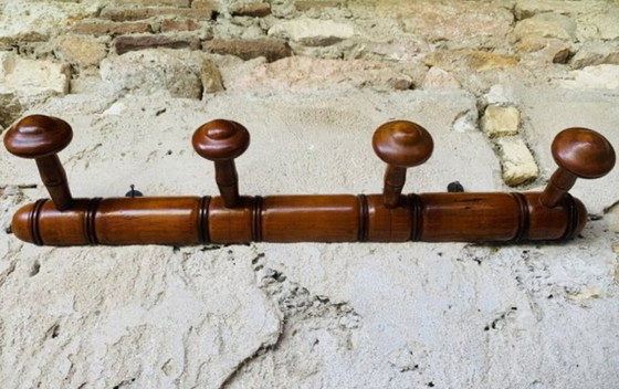 Image 1 of Mid-Century Faux Bamboo Wall Mounted Coat Rack, 1940S