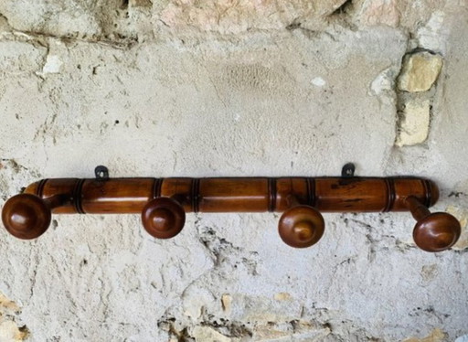 Mid-Century Faux Bamboo Wall Mounted Coat Rack, 1940S