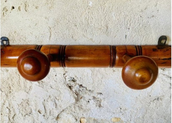 Image 1 of Mid-Century Faux Bamboo Wall Mounted Coat Rack, 1940S