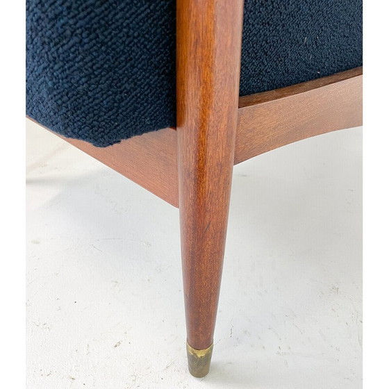 Image 1 of Coppia di poltrone vintage in legno e tessuto bouclé blu, Italia 1960