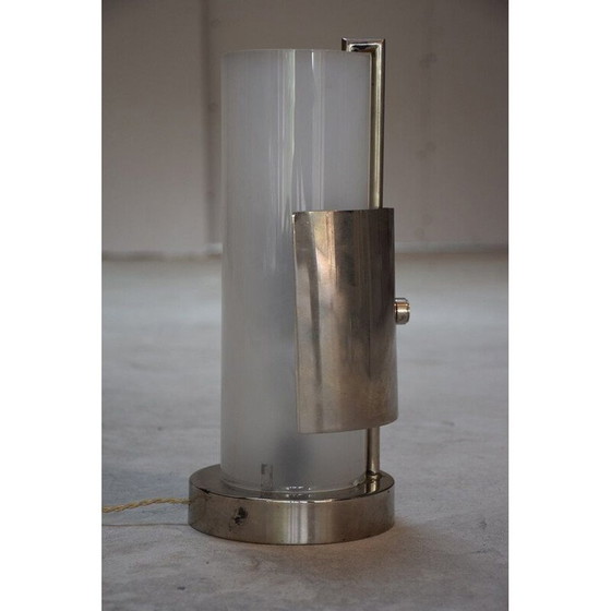 Image 1 of Vintage metallic lamp with nickel-plated disc by René Herbst, USA